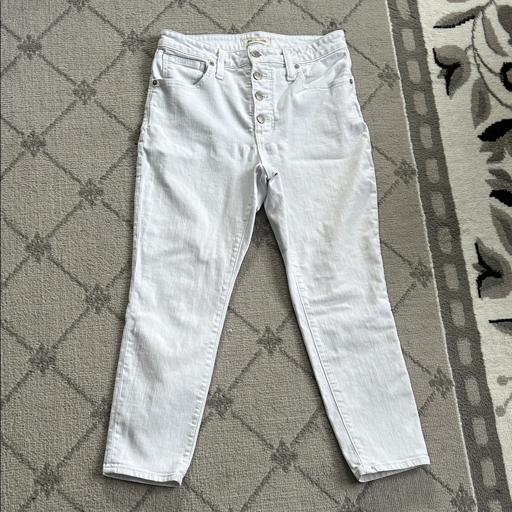 Madewell White Button-Fly Curvy High Rise Crop Jeans